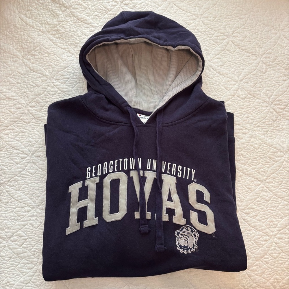 Champion Navy Hoodie with Cream Lining